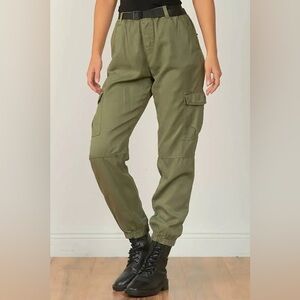 Elan Olive Green Cargo Jogger Pants